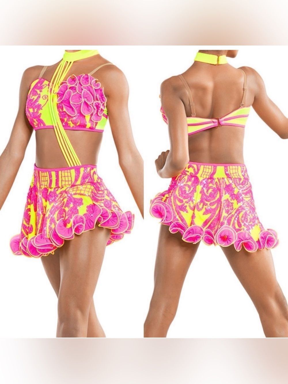 Tenth House solo custom 2 piece costume sequin stone neon Neutron TH25249 PA XSA